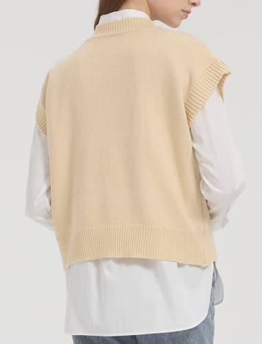 Orolay Women's Lightweight Sweaters Vest Cap Sleeve Crew Neck Knit Tank Tops Summer Going Out Outfits 2026 Trendy Lightkhaki - Thumbnail 2
