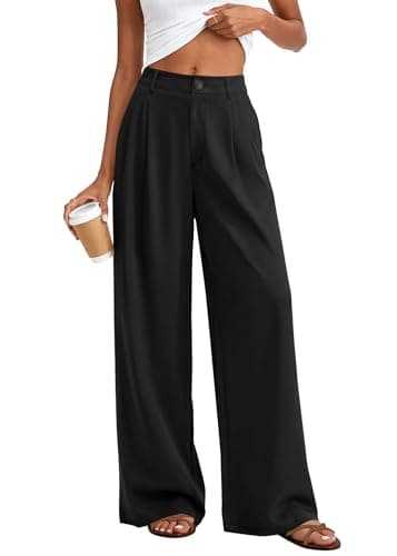 KIRUNDO Dress Pants Women 2026 Summer Polka Dot Palazzo Wide Leg Trousers Flowy Business Casual Slacks for Work with Pockets(Black, Small) - Image 1