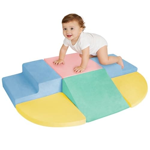 HHH HIKECUCAN Soft Climbing Toys for Toddlers 1-3, 6-Piece Foam Climbing Blocks Set with Washable Cover, Colourful Indoor Active Play Structure for Kids, Modular Crawling and Sliding Gym for Baby - Image 1