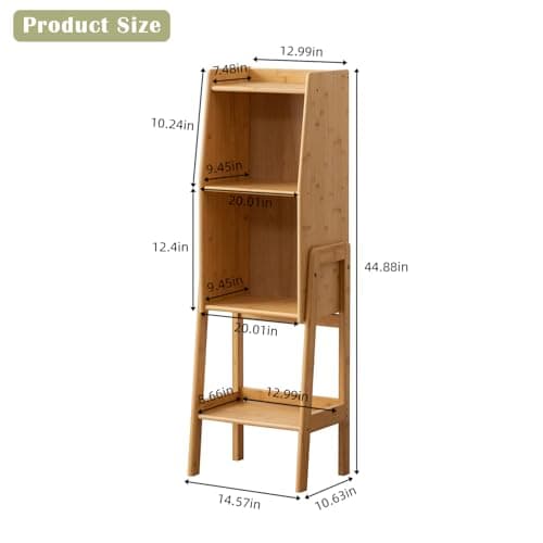 SOBIBO 3 Tier Bamboo Bookcase, Classical Modern Bookshelf, Dispaly Shelves, Bamboo Wood Organizer Book Shelf for Living Room Home Office-Natural, Medium - Thumbnail 3