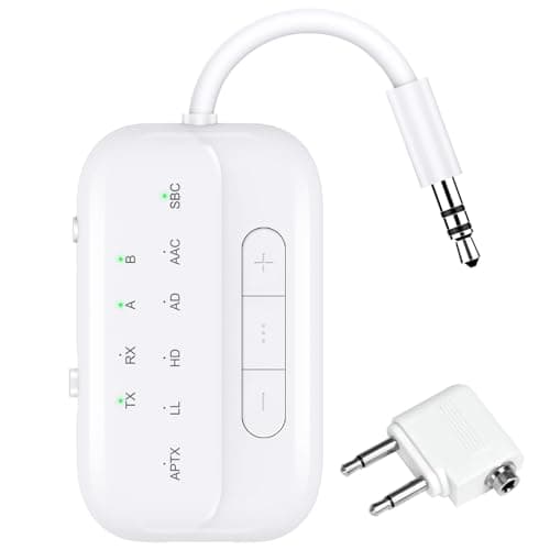 2026 Upgraded Pro Bluetooth 5.4 Transmitter Receiver,2-in-1 Airplane Wireless Adapter for Flight,TV,PC,Gym,Switch,Compatible with 2 AirPods/Headphones;Audio AUX Receiver for Car/Home Stereo - Image 1