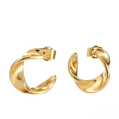 Geedow Spiral Hoop Earrings for Women - 18K Gold Plated Lightweight Earring Fashion Jewelry Set Gifts Formal Birthday Wedding Party Decoration - Image 1