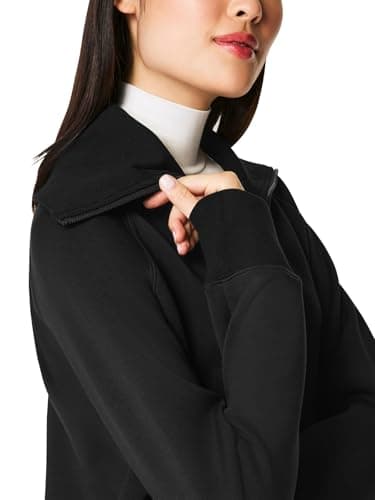 COCOMARTS Womens Crewneck Sweatshirts Zip Up Hoodies Casual Jacket with Pockets 2025 Fall Winter Fahsion Outfits Clothes Black Small - Thumbnail 5