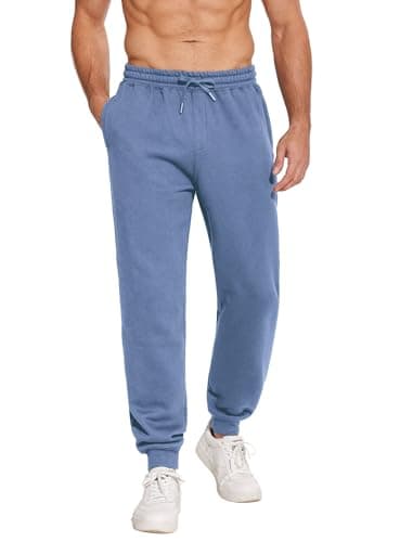 PINSPARK Men's Sweatpants with Zipper Pockets Sweat Pants for Mens Fleece Joggers Pants Baggy Thick Lounge Joggers for Men Heather Blue - Image 1