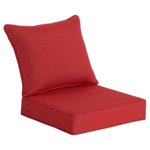 COZYVIDA Outdoor Deep Seat Cushion Set of 1, 24"x24" Seat & 25"x22.5" Back, C0 Water-Resistant Breathable Polyester, UV-Resistant 1000+ Hrs, 30D Foam with Recycled Fiber Fill,Chili - Image 1