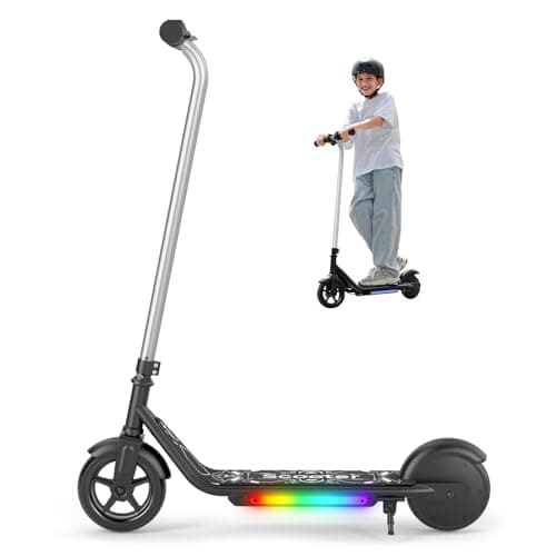 Electric Scooter for Kids, 150W Motor, Simple One-Button Control, 2 Safe Speeds (6/10 MPH), Colorful Lights, Magnetic Charging, Dual Brake System, Ideal Presents for Boys & Girls - Image 1