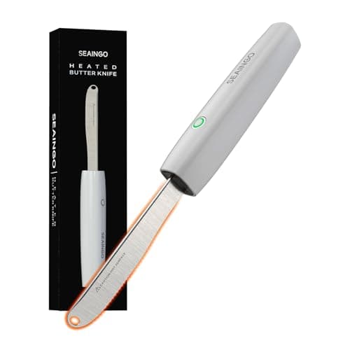 SEAINGO Heated Butter Knife Spreader, Rechargeable, Electric, Cordless, Heats up in 6 Seconds, Nonstick Stainless Steel Blade, ON/OFF Safety Lock Switch, 2 Warming Mode Can Quickly Melt Cold Hard Butter, Coconut Oil, Cream, Jam, Mustard, for Kitchen Restaurant Party - Image 1