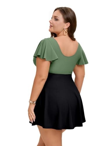 Arolina Modest Swimsuits for Women Full Coverage Tankini Bathing Suit Curvy Swim Dress - Thumbnail 2