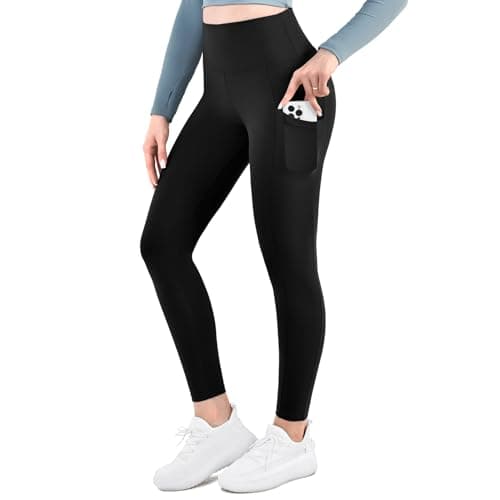 Ipletix High-Waisted Leggings for Women with Pockets Soft Yoga Pants for Gym Workout Black XXL - Image 1