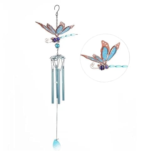 Dragonfly Wind Chimes, Garden Glass Glowing Wind Chimes for Home, Party, Festival Decor, Garden Decoration Indoor/Outdoor,Lifelike Dragonfly Deep Tone Style - Thumbnail 6