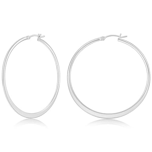 Gacimy Large Silvertone Hoop Earrings for Women 14k White Gold Plated, Hypoallergenic Silvertone Earrings Hoops 50mm - Image 1