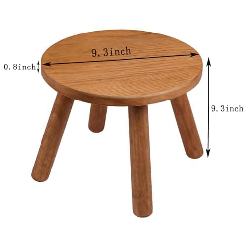 lhmooquan Round Solid Wooden Step Stool,Plant Stool Indoor,9.3” Height, Plant Stand for Kitchen, Bedroom, Bathroom, Livingroom (Walnut, 9.3inch) - Thumbnail 3