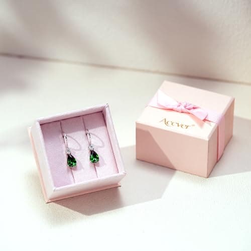 Teardrop Dangle Drop Earrings -925 Sterling Silver Birthstone Earring Jewelry Birthday Gifts for Women,Girlfriend,Wife,Mom - Graduation, Friendship,Birthday, Anniversary (03 - Aquamarine) - Thumbnail 6