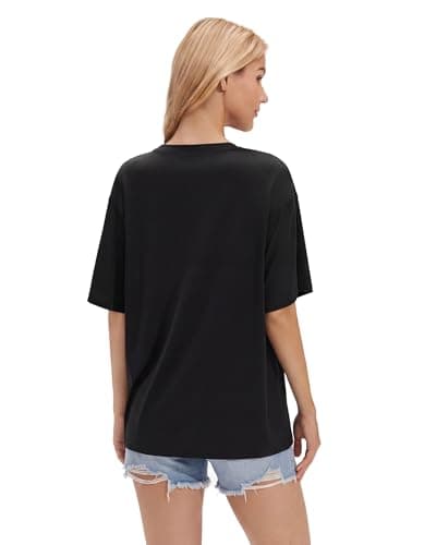 Stelle Black T Shirts for Women Oversized Crew Neck Short Sleeve Summer Tops Loose Fit Soft Basic Tee Shirt XX-Large - Thumbnail 4