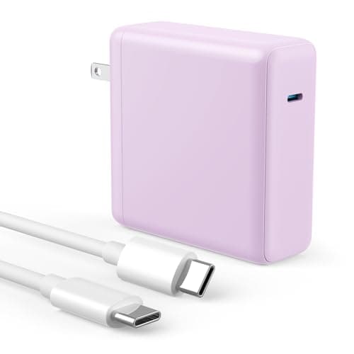 Kioson Mac Book Pro Charger - 120W USB C Charger Fast Charger, Compact Laptop Charger Adapter Compatible with USB C Port MacBook Pro/Air, iPad Pro, Samsung Galaxy and All USB-C Devices (Light Purple) - Image 1