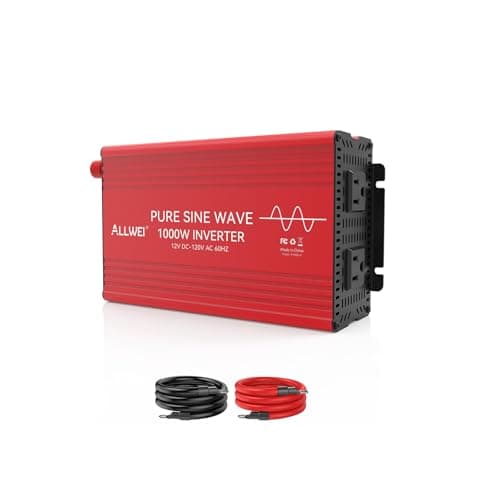 ALLWEI Pure Sine Wave Inverter - 1000 Watt Inverters 12V DC to 110V/120V AC Converter for Home, RV, Truck, Off-Grid Solar, Car Power Inverter with 2 Sockets, Power Inverters for Vehicles, 2000W Peak - Image 1