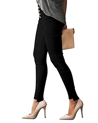 POTILI Women's High Waisted Jeans for Women Distressed Ripped Jeans Butt Lifting Skinny Stretch Denim Pants Black Size 12 - Thumbnail 3