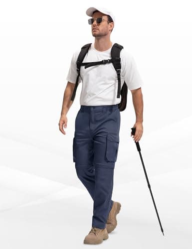 AOHIKE Mens Convertible Hiking Pants - Stretch Lightweight Zip Off Cargo Pants for Men Camping Tracking, Navy Blue - Thumbnail 5