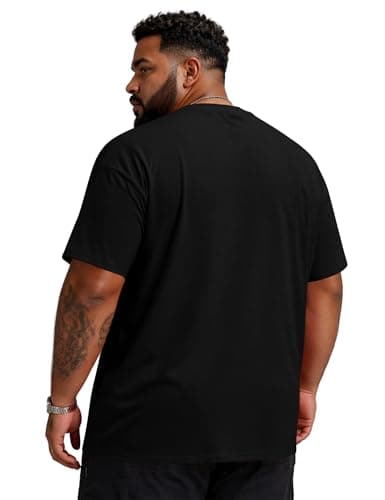Poriff Big and Tall Shirts for Men Short Sleeve Mens Crewneck Tops Loose Casual T-Shirts Summer Basic Tee XL to 5XL (Black 4XL) - Thumbnail 2