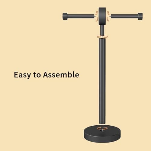 YUMORE Toilet Paper Holder Stand, Floor Freestanding Double Roll Black Tissue Paper Stand for Modern Bathroom, Weighted Round Base Stainless Steel Toilet Roll Holder,Extra Capacity - Thumbnail 6