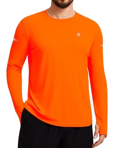 DAXIANG Men's UPF 50+ Sun Protection Long Sleeve Rash Guard UV Hiking Running Athletic Fishing Quick Dry Lightweight T-Shirt S Orange - Image 1
