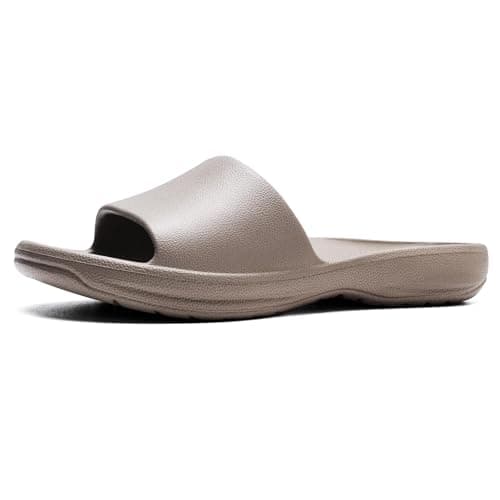 VIVASUN Slides for Women with Arch Support Beach Slides Waterproof Shower Rubber Slide for Indoor and Outdoor,Brown - Image 1