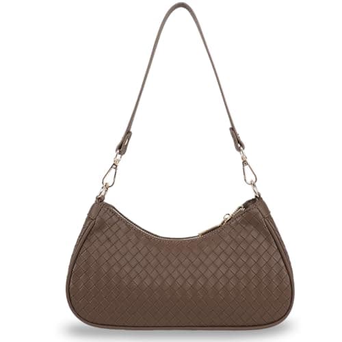 U+U Woven Leather Shoulder Bag for Women, Small Hobo Handbags Retro Purse - Image 1