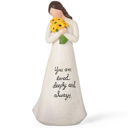 VOFSTAND for Mom from Daughter Son –9.25'' Large Size Sunflower Figurine with “You are Loved Deeply and Always” Message – Birthday Gift for Mom, Inspirational Home Decor Keepsake - Image 1