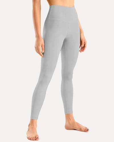 Buttery Soft Second-Skin High Waisted 7/8 Leggings for Women Light Grey - Thumbnail 4