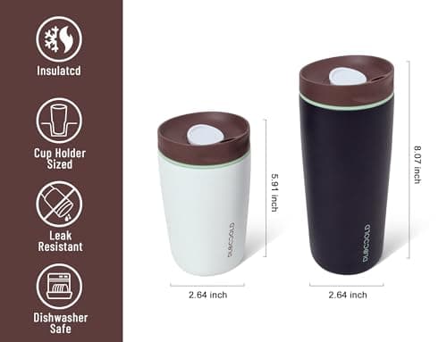 DLOCCOLD Insulated Stainless Steel Coffee Tumbler with Spill Resistant Lid, Reusable Iced Coffee Cup, Cup Holder Friendly Travel Coffee Mug, 12oz - Thumbnail 6
