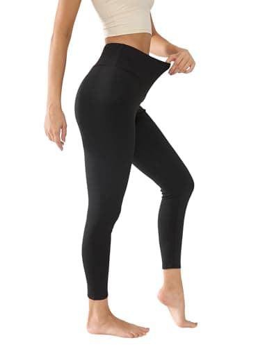 INVICTUSY Women High Waisted Leggings Soft Athletic Tummy Control Yoga Pants Workout Athletic A Black - Thumbnail 2