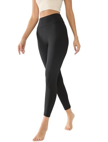 INVICTUSY Women High Waisted Leggings Soft Athletic Tummy Control Yoga Pants Workout Athletic A Black - Thumbnail 6