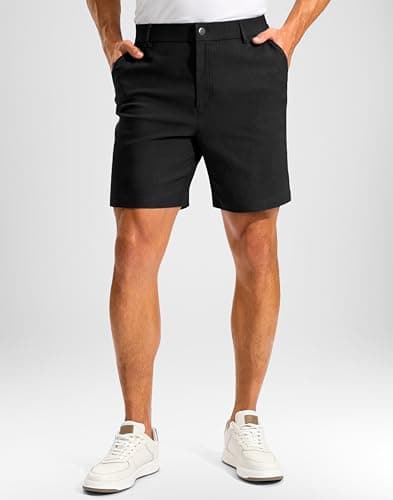 Pudolla Men's Golf Dress Shorts 7"/9" Stretch Casual Work Hybrid Shorts for Men with 3 Pockets Quick Dry Breathable(Black 40W x 7L) - Thumbnail 2