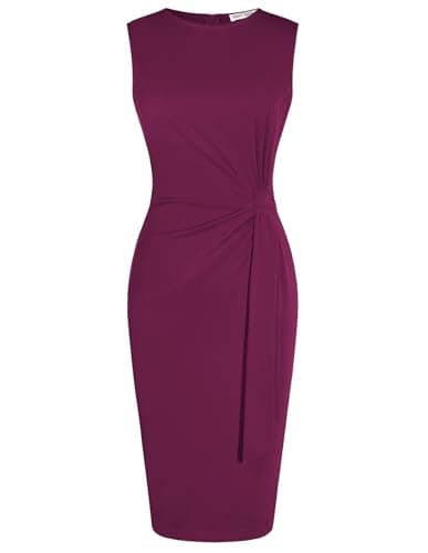 GRACE KARIN Women Work Dress,Bodycon Pencil Business Dresses,Sleeveless Cocktail Dresses Knee Length Rose Purple XXL - Image 1