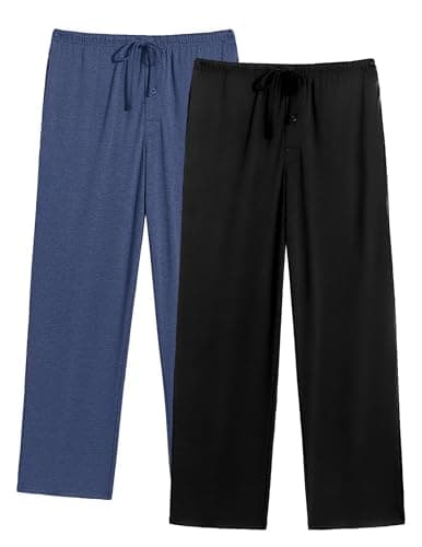 Ekouaer 2 Pack Mens Pajama Pants Long Pjs Bottoms Soft Sleepwear Bottoms with Pockets Drawstring All-match Lounge Pants S-XXL - Image 1