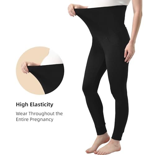 Stanpetix Maternity Joggers for Women - Maternity Casual Pants Activewear Women's Pregnancy Sweatpants with Pockets (Black,Large) - Thumbnail 3