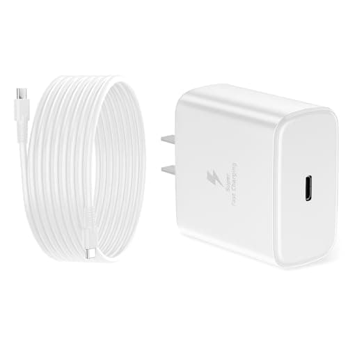 Type C Charger Fast Charging, 6.5FT/2M USB C Charger Fast Charging for Samsung S25/S24/Plus/Ultra, PD 3.0 GaN Type C Charging Block Compatible with iPhone 17/16/15 and More (Pure White) - Image 1