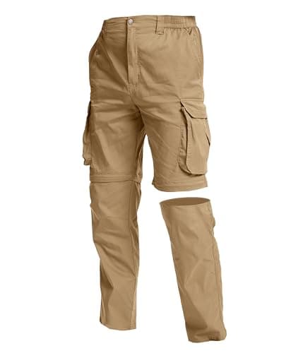 NATUVENIX Hiking Pants Men Quick Dry Convertible Fishing Pants for Men Zip Off Lightweight Mens Cargo Pants Outdoor Travel Khaki - Image 1