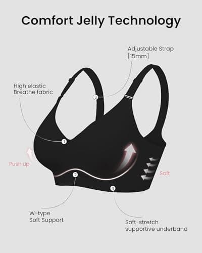 HORISUN Support Bras No Show Push Up Seamless Wirefree Bras for Women(Nude+Black S) - Thumbnail 5