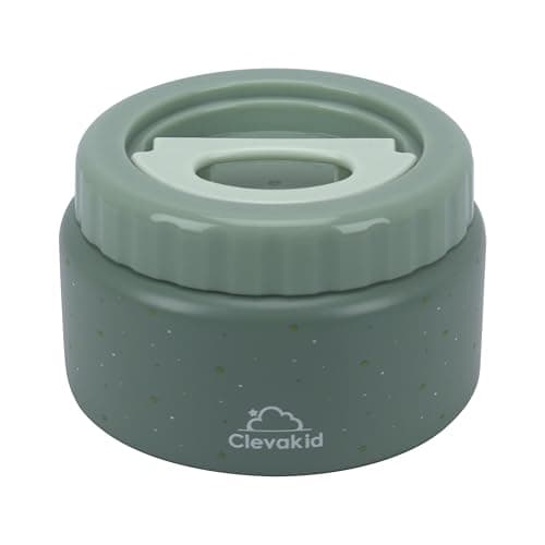 Clevakid Thermal Stainless Steel Food Jar, 8 oz, Vacuum Insulated, Leakproof, Easy to Open, for Hot and Cold Food, for Adults, Preschool and School (Green Olive stars Design) - Thumbnail 4