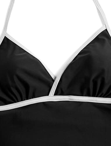 Jillumi Bathing Suit for Women Tankini Swimsuits High Waisted Bathing Suit Halter Two Piece Swimsuits Bathing Suits (Black M) - Thumbnail 5