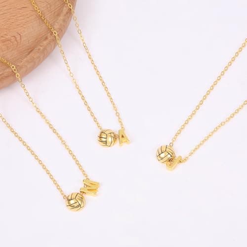 LUIOUS Volleyball Initial Necklace for Women - A-Z Letter Design, March Madness & Easter Gift, Cute Accessory for Volleyball Lovers (J) - Thumbnail 3