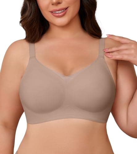 DEANGELMON Wireless Bras for Women Mesh V Comfortable Bralette Supportive Full Coverage Tshirt Everyday Bra Gray 5X-Large - Image 1