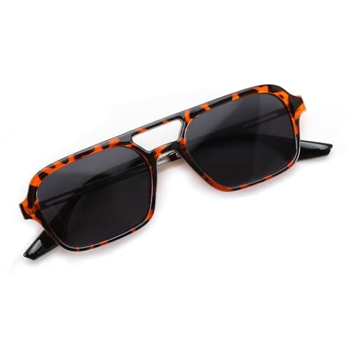 FEISEDY Vintage Square 70s Flat Aviator Sunglasses Women Men Metal Design Shades B2752 - Image 1