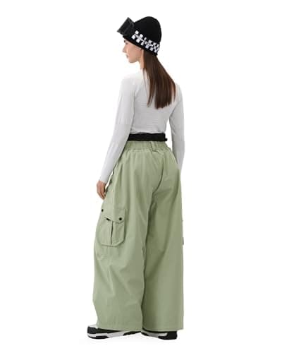 HIGH EXPERIENCE Snowboard Pants for Women Men Baggy Ski Pants Snow Loose Warm Insulated Winterproof Waterproof (Sage Color, X-Large) - Thumbnail 2