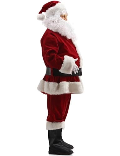 Ahititi Santa Claus Costume for Men Santa Suit Adults 11pcs Mens Deluxe Professional Christmas Clause Outfit Xmas Cosplay 3XL - Thumbnail 2