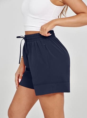 Dokotoo Gym Shorts Women Blue Running Workout Athletic Summer Outfits 2026 Womens Shorts Beach Vacation Clothes High Waisted Stretchy Spring Quick Dry Yoga Causal Pants Size X-Large - Thumbnail 4