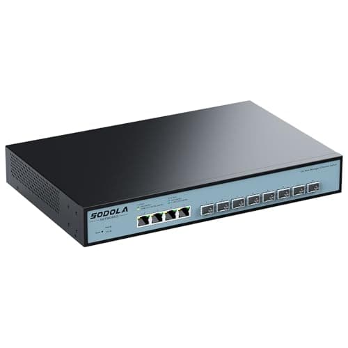 SODOLA 12 Port 10Gb Managed Switch, 8x10G SFP+ & 4x10GBase-T Ports, Fan Cooling, Support 1U Rack Mount, Web GUI for LACP/QoS/VLAN/SNMP 10G Multi-gig Network Switch - Image 1