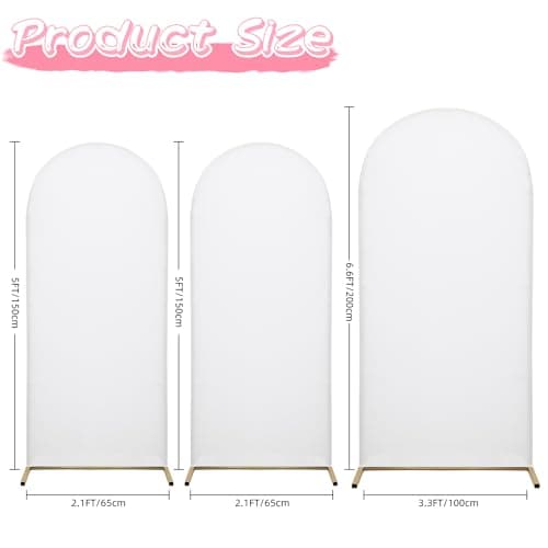 6.6FT Wedding Arch Covers Arch Backdrop Cover Arch Stand Covers Set Arch Cover Spandex Fabric Stretchy Backdrop for Wedding Birthday Party Decoration Baby Shower (White, Cover Only) - Thumbnail 5