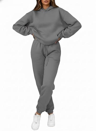 PAODIKUAI Women 2 Piece Outfits Hoodie Sweatsuits Set Sweatpants Long Sleeve Sweatshirt Matching Joggers Tracksuit Sets(dark gray,2XL) - Thumbnail 2